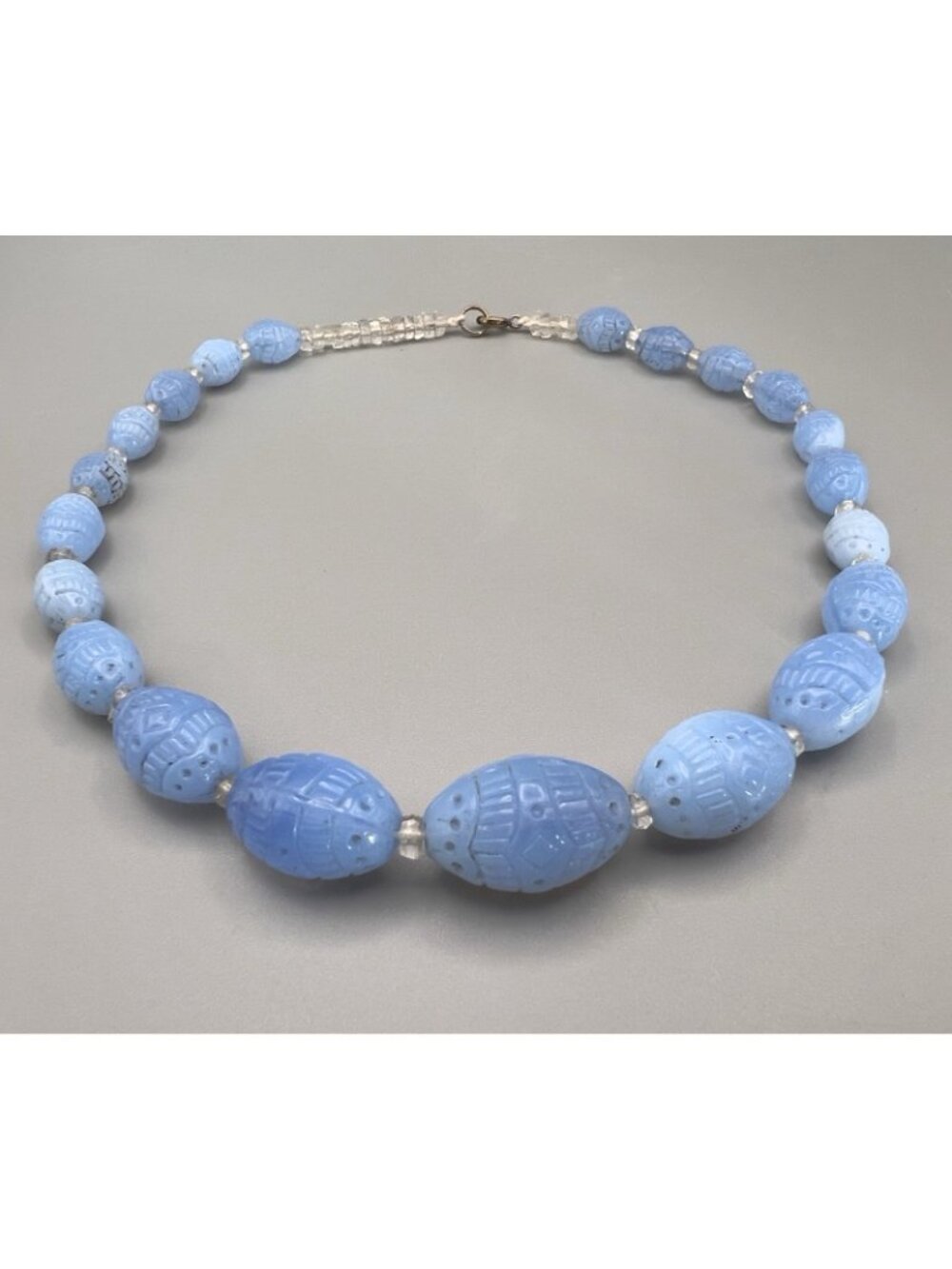 Antique Czech Art Deco Neiger Brothers Egyptian Revival Molded Bead Necklace